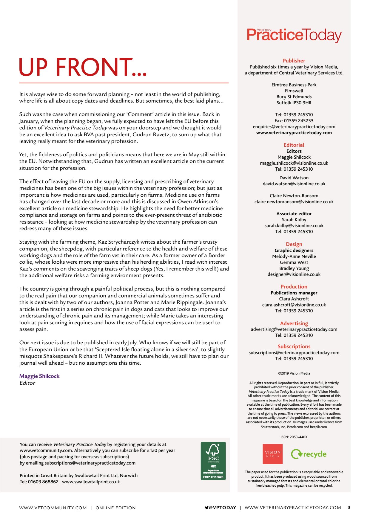 FRONT Publisher Editorial